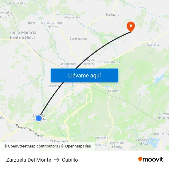 Zarzuela Del Monte to Cubillo map