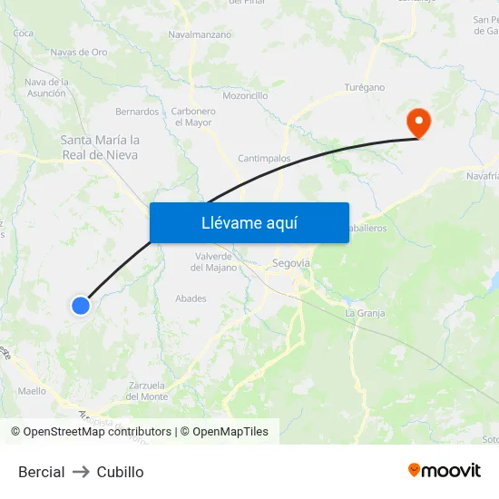Bercial to Cubillo map