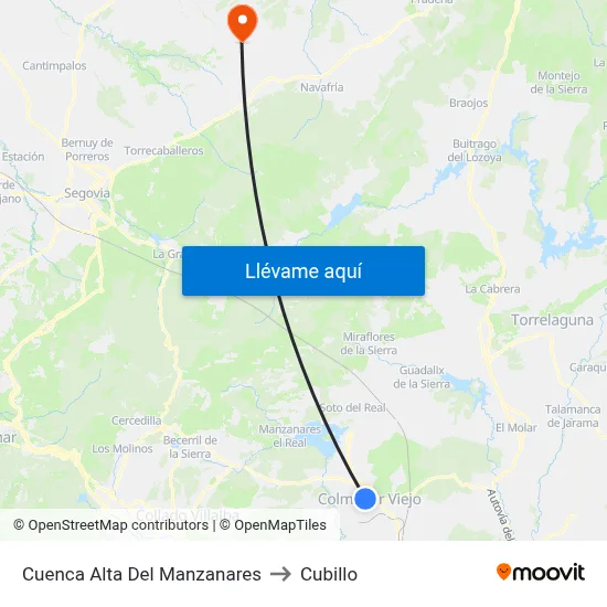 Cuenca Alta Del Manzanares to Cubillo map