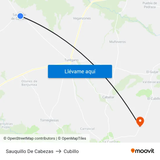 Sauquillo De Cabezas to Cubillo map
