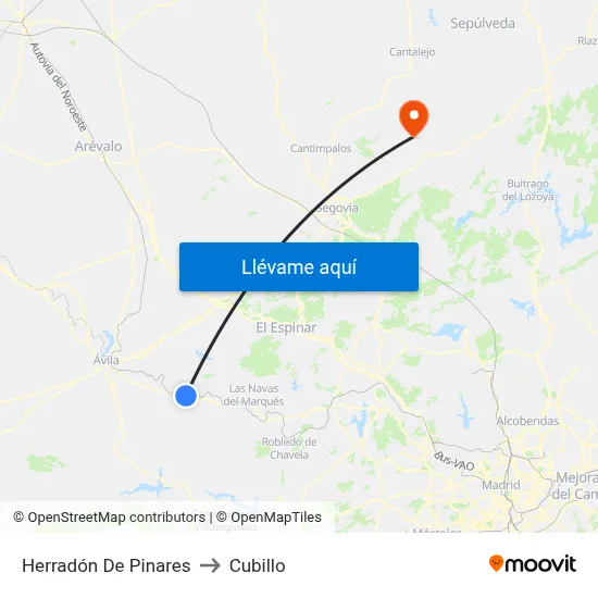 Herradón De Pinares to Cubillo map
