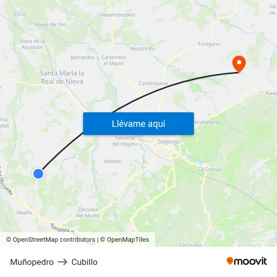 Muñopedro to Cubillo map