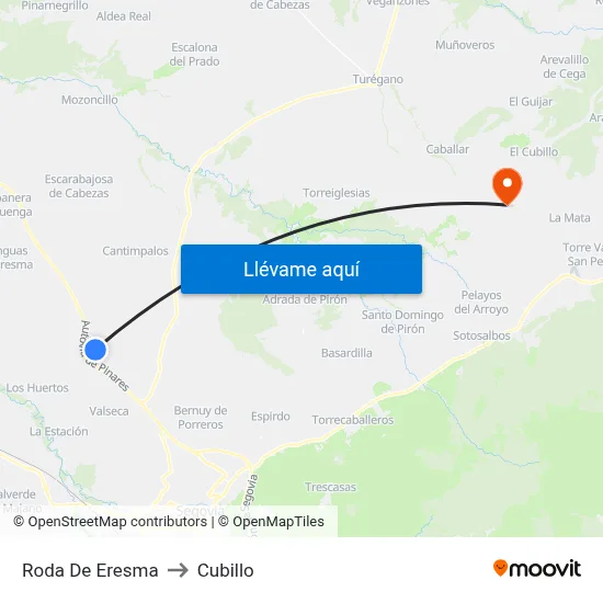 Roda De Eresma to Cubillo map