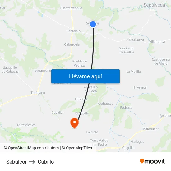 Sebúlcor to Cubillo map