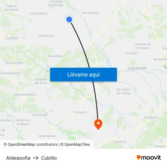 Aldeasoña to Cubillo map