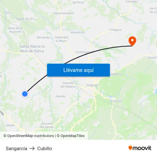 Sangarcía to Cubillo map