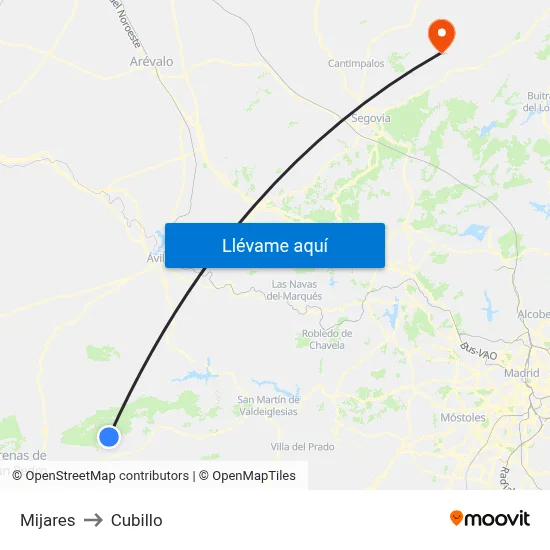 Mijares to Cubillo map
