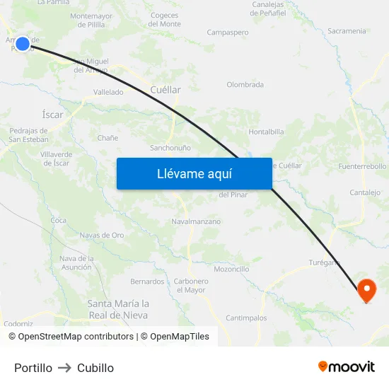 Portillo to Cubillo map