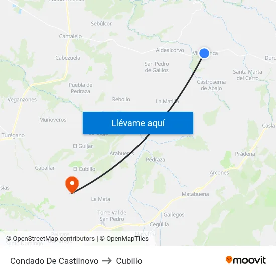 Condado De Castilnovo to Cubillo map