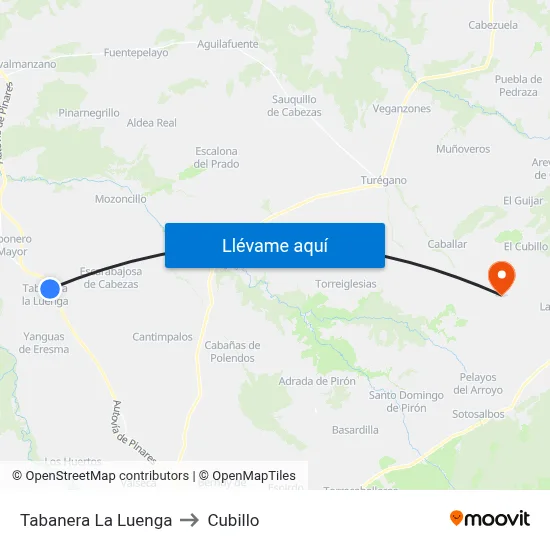 Tabanera La Luenga to Cubillo map
