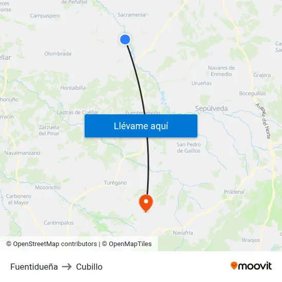 Fuentidueña to Cubillo map
