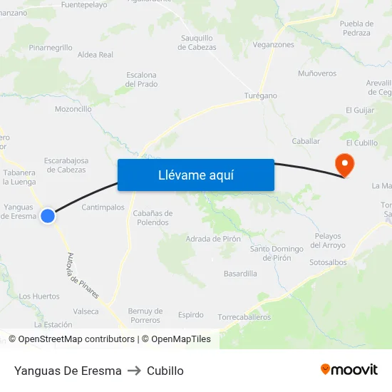 Yanguas De Eresma to Cubillo map