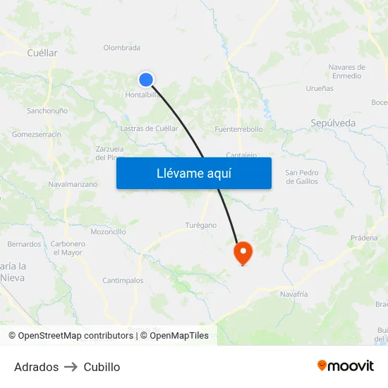 Adrados to Cubillo map