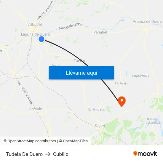 Tudela De Duero to Cubillo map