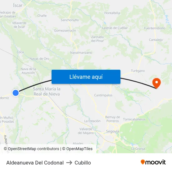 Aldeanueva Del Codonal to Cubillo map