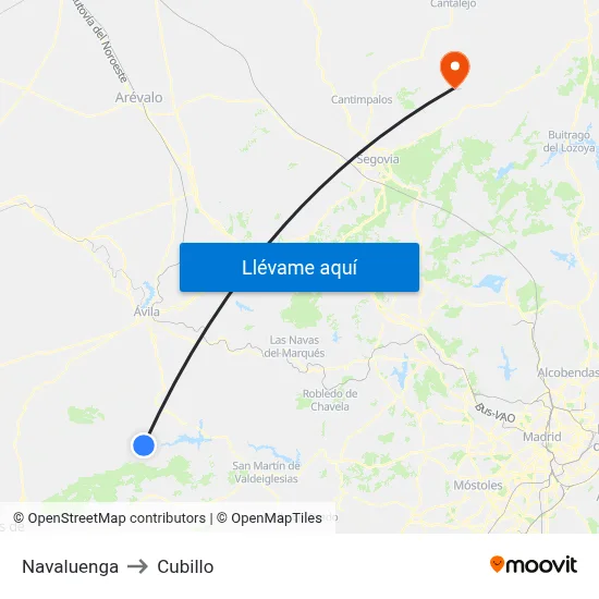 Navaluenga to Cubillo map