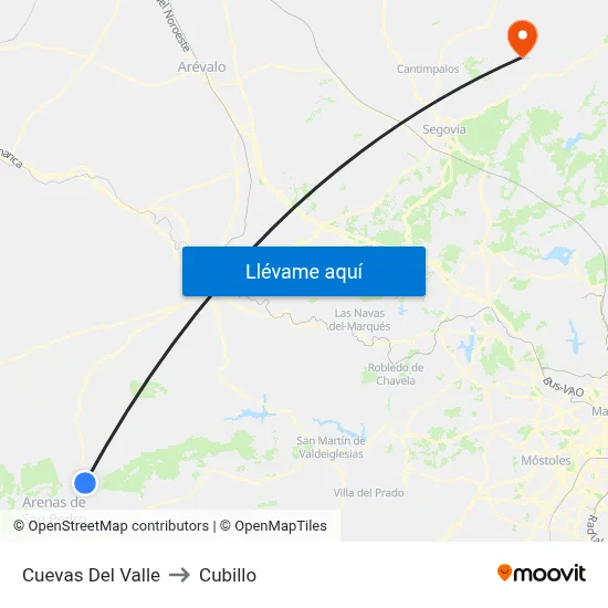 Cuevas Del Valle to Cubillo map