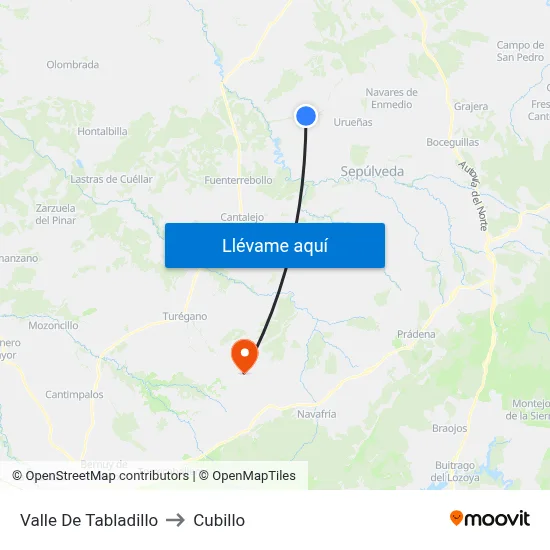 Valle De Tabladillo to Cubillo map