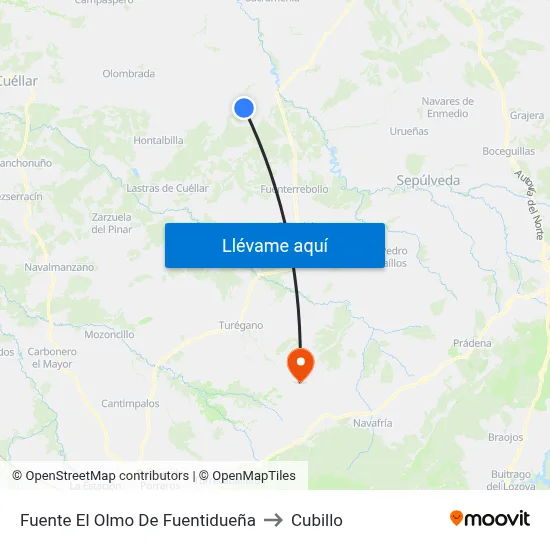 Fuente El Olmo De Fuentidueña to Cubillo map