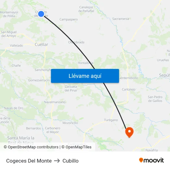 Cogeces Del Monte to Cubillo map