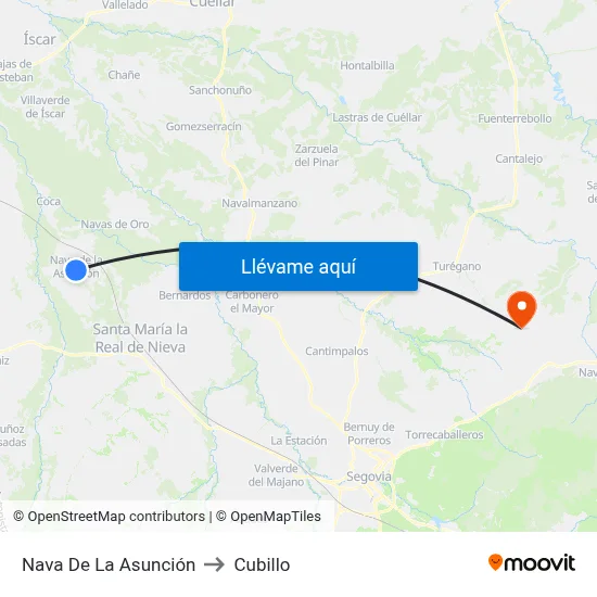 Nava De La Asunción to Cubillo map