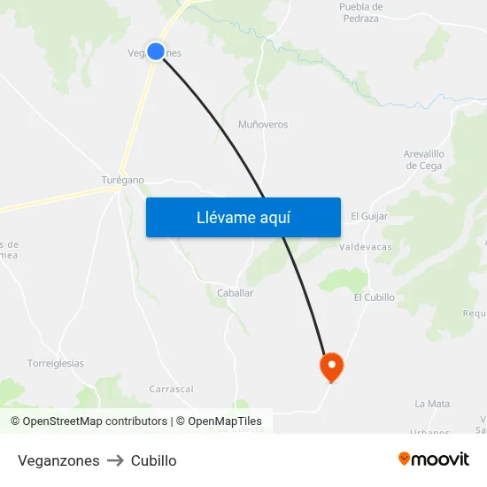 Veganzones to Cubillo map