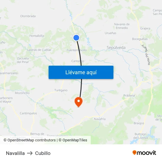 Navalilla to Cubillo map