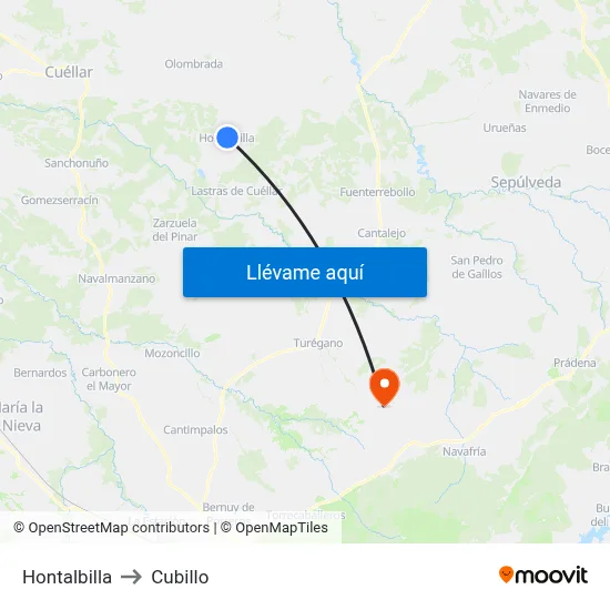 Hontalbilla to Cubillo map