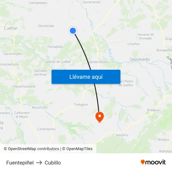 Fuentepiñel to Cubillo map