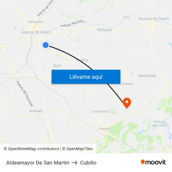 Aldeamayor De San Martín to Cubillo map