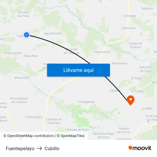 Fuentepelayo to Cubillo map