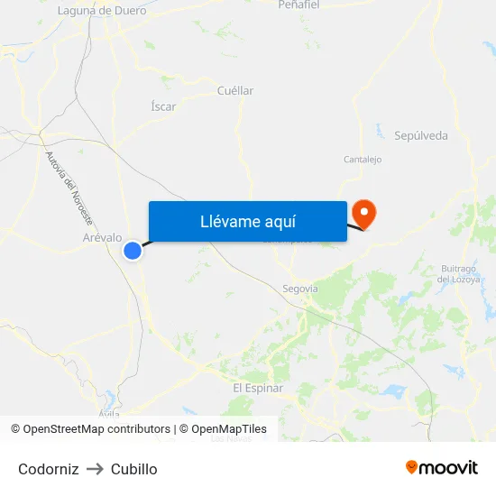 Codorniz to Cubillo map