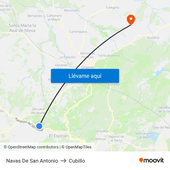 Navas De San Antonio to Cubillo map