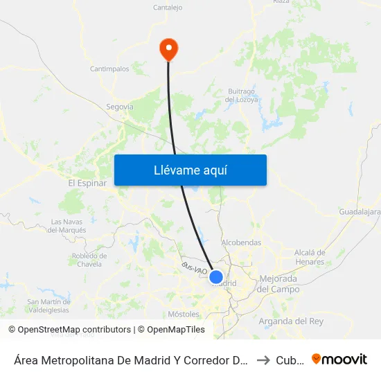 Área Metropolitana De Madrid Y Corredor Del Henares to Cubillo map