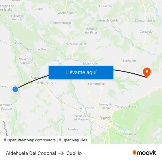 Aldehuela Del Codonal to Cubillo map