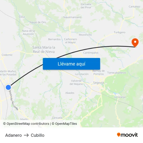 Adanero to Cubillo map