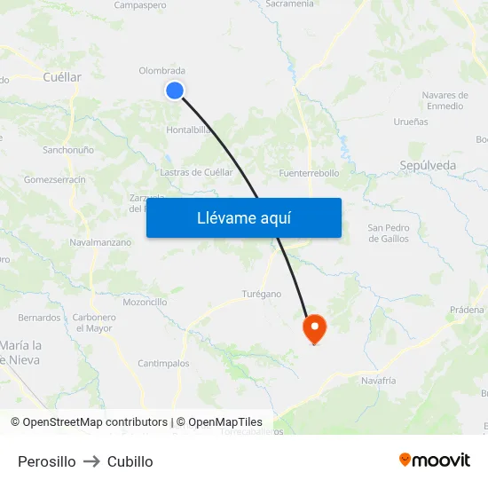 Perosillo to Cubillo map