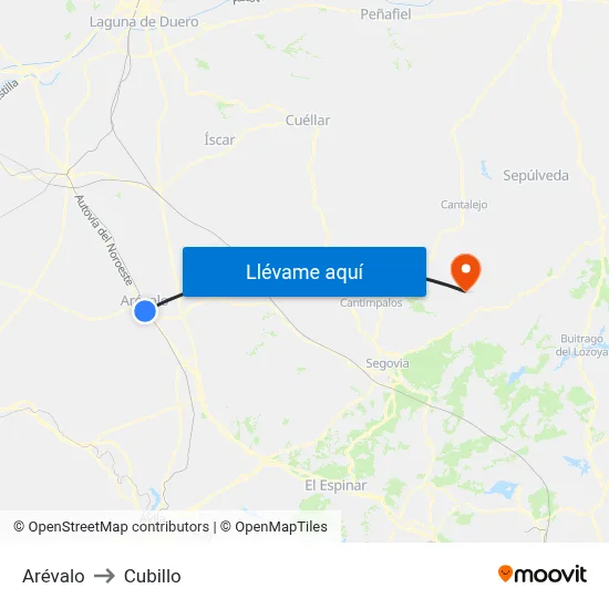 Arévalo to Cubillo map
