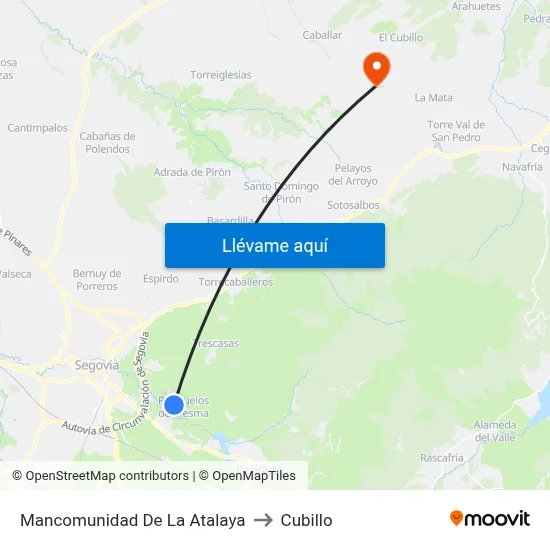 Mancomunidad De La Atalaya to Cubillo map