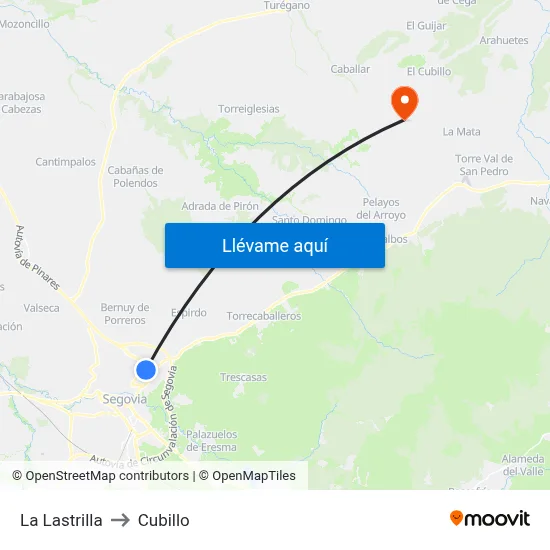 La Lastrilla to Cubillo map