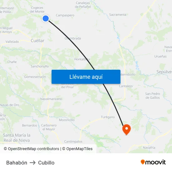 Bahabón to Cubillo map