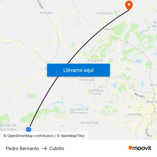 Pedro Bernardo to Cubillo map