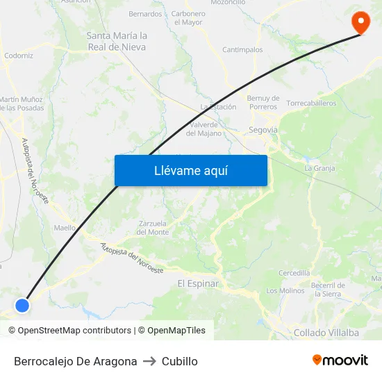 Berrocalejo De Aragona to Cubillo map