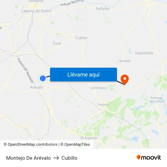 Montejo De Arévalo to Cubillo map