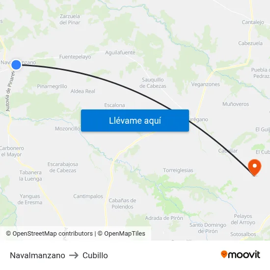 Navalmanzano to Cubillo map
