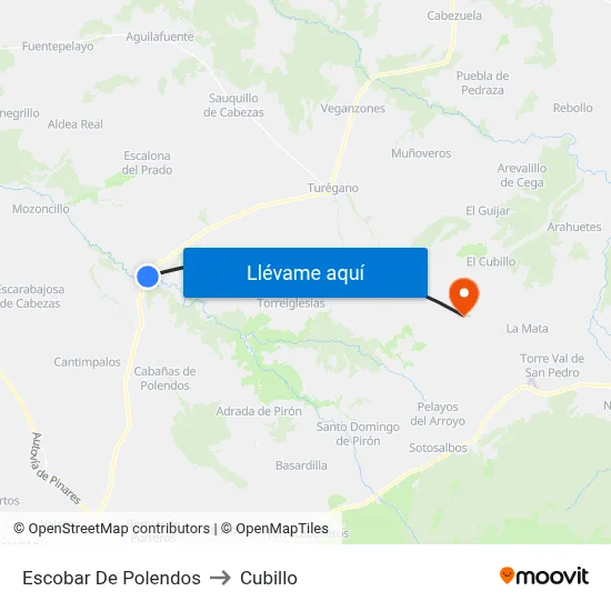 Escobar De Polendos to Cubillo map