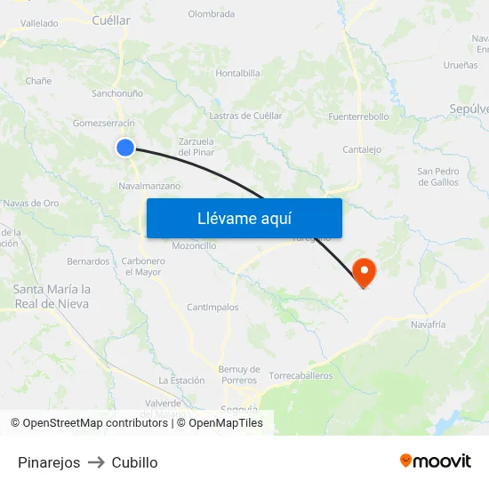 Pinarejos to Cubillo map
