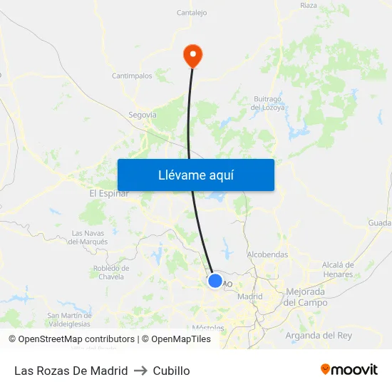 Las Rozas De Madrid to Cubillo map