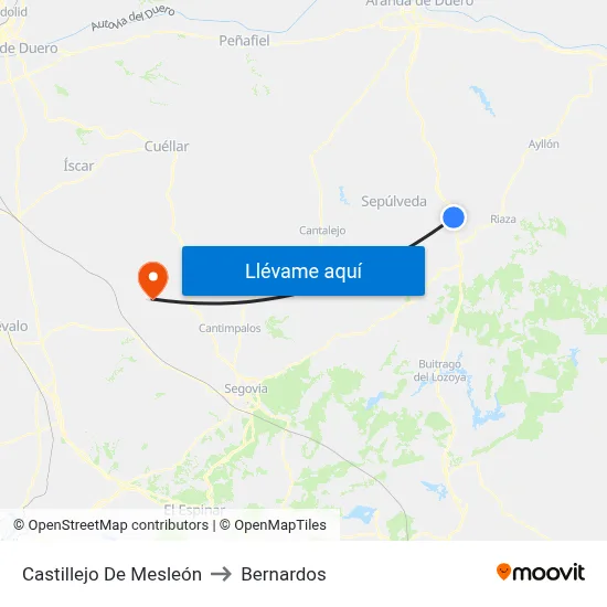 Castillejo De Mesleón to Bernardos map