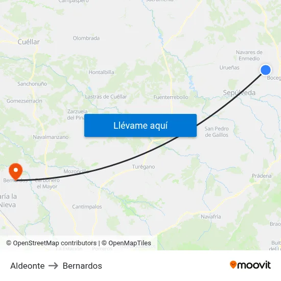 Aldeonte to Bernardos map